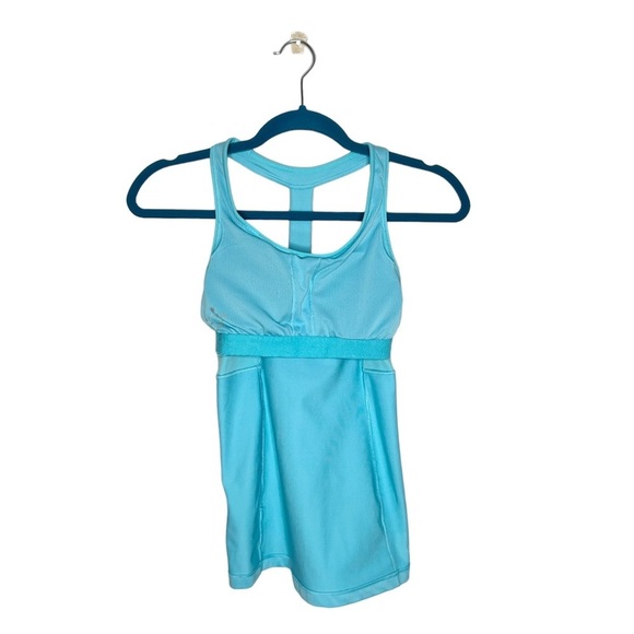 Athleta Stunner Robin Egg Blue T Strap Exercise Tank Top - Picture 7 of 14